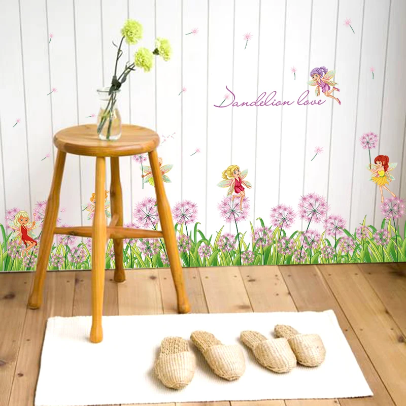 [Fundecor] Одуванчик цветок наклейки на стену Феи домашний Декор Гостиная Кухня Дети