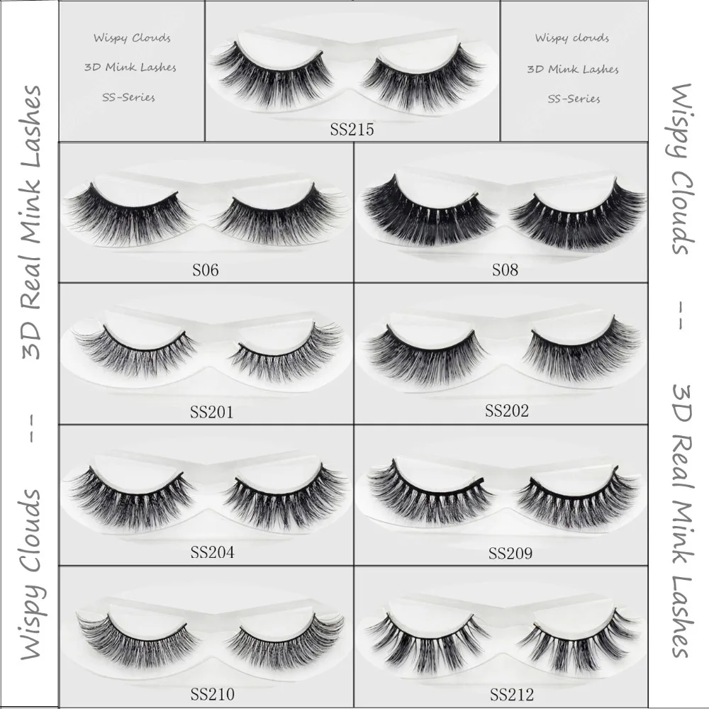 

visofree Lash 13 styles 1 pair Mink Lashes Black Natural Thick Mink Eyelash Soft Long Handmade Makeup Fake Eye Lashes Extension
