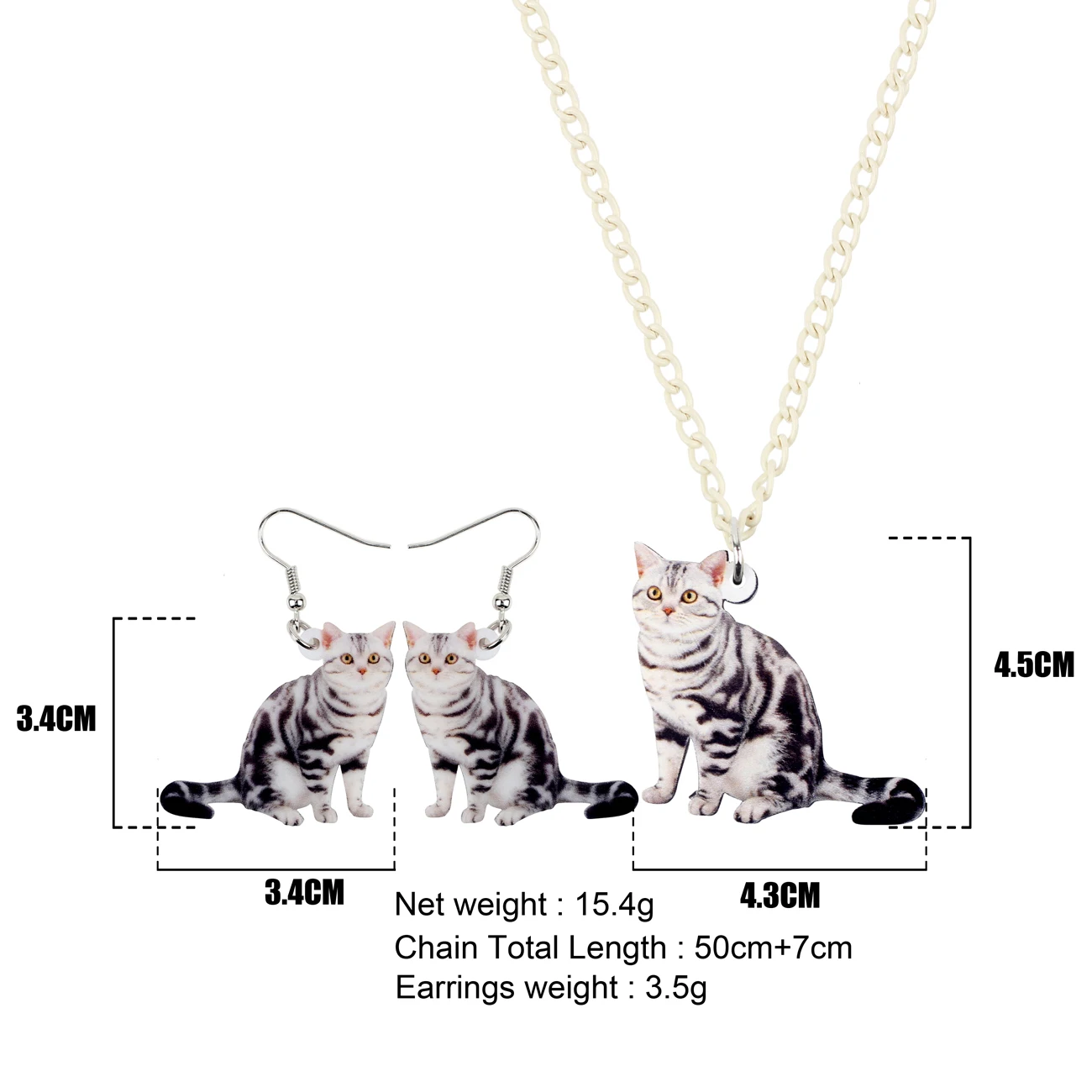 Акриловые американские короткие серьги-подвески WEVENI в виде котят ожерелье