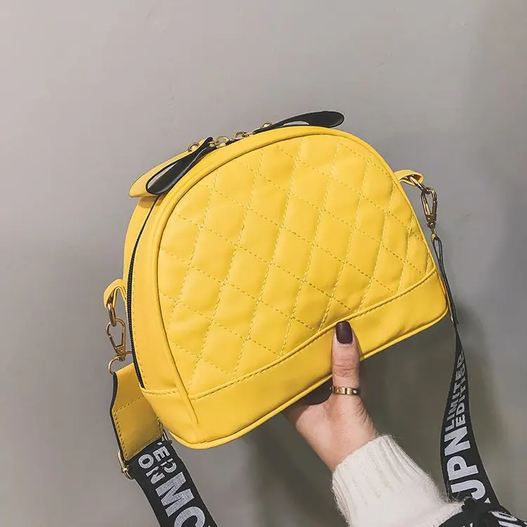 Цвет: желтый summer hot sale diamond lattice zipper bow design crossbody bags for womenfemale PU leather fashion meaaenger handbag - Цвет: Цвет: желтый