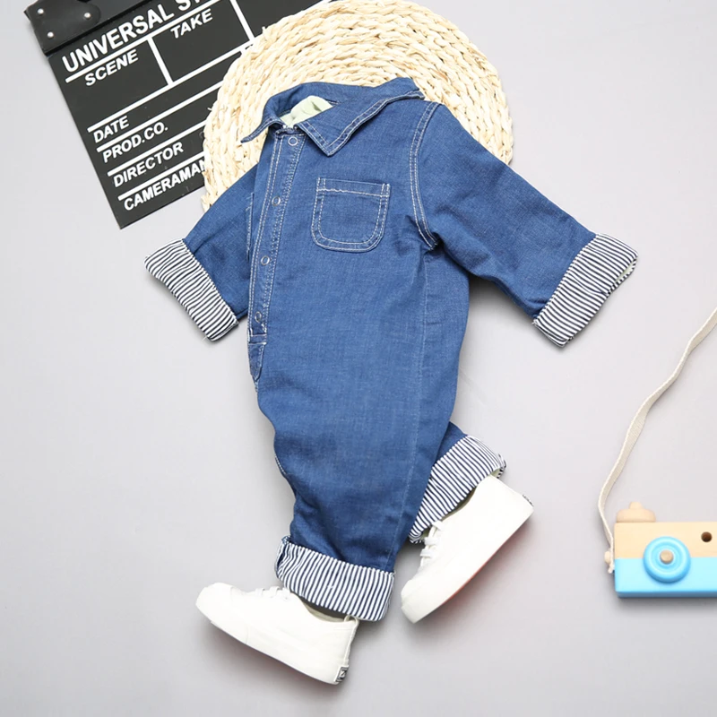 new fashion spring autumn baby winter rompers infant jean jumpsuit child thicken clothes children long sleeve solid clothing | Детская