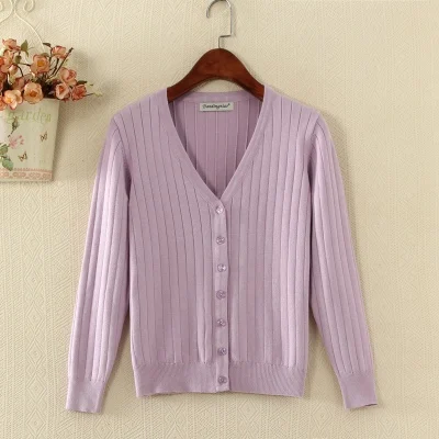 Light purple YAGENZ женский свитер, короткий кардиган, пальто для девушек размера плюс, Женский вязаный свитер с длинным рукавом, вязаные крючком повседневные кардиганы, женские топы - Цвет: Light purple