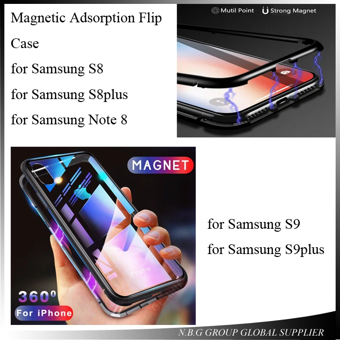 Новейший Магнитный адсорбционный флип-чехол для Samsung Galaxy S8 S9 Plus Note 8 задняя крышка