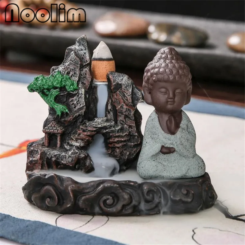 Из смолы, каменистый пейзаж Будда курильница для благовоний горелка водопад ладан держатель домашний декор медитация подарок+ 20 шт Бесплатные конусы