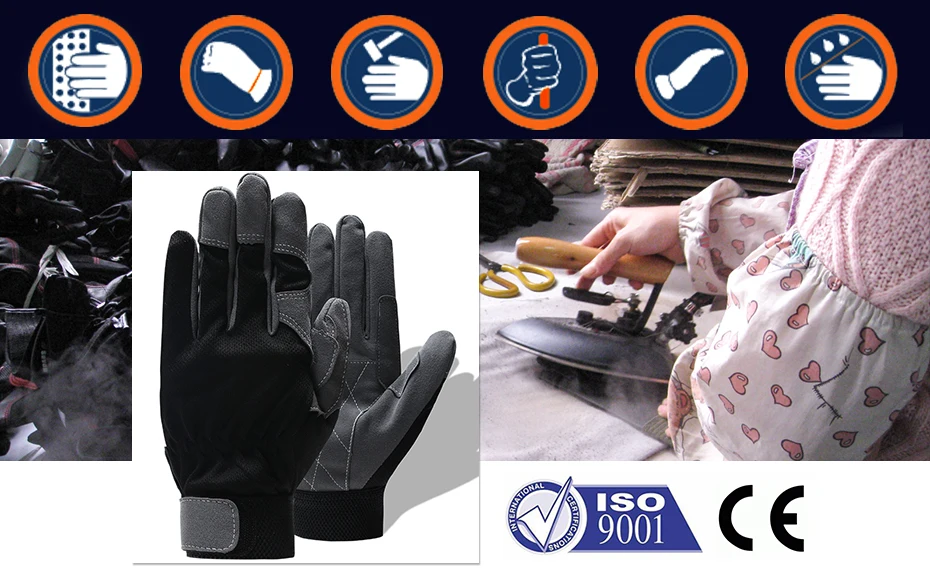 QIANGLEAF Brand Safety Work Gloves Riding Black Gray Protection Working Glove Wholesale Free Shipping 6490