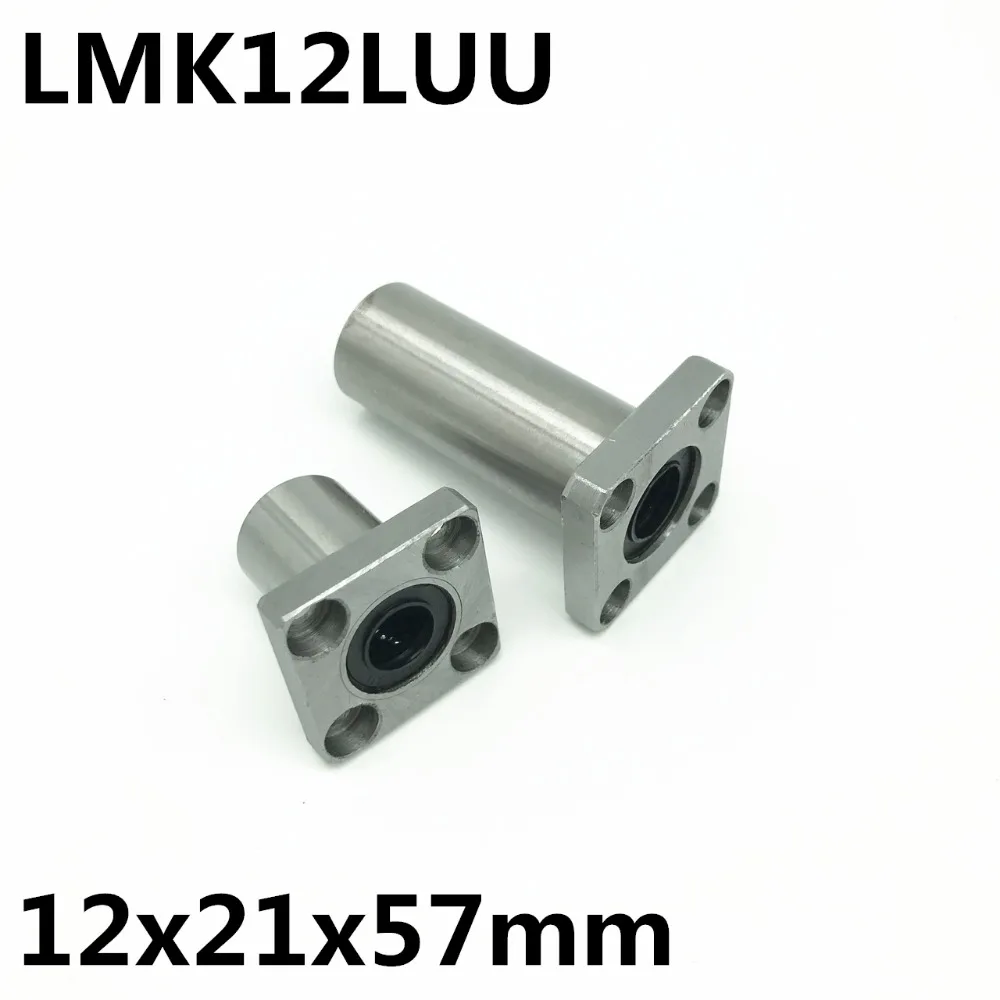 

2pcs LMK12LUU for 12mm shaft linear bearing square flange ball bearing bush 12x21x57 mm LMK12 Free Shipping