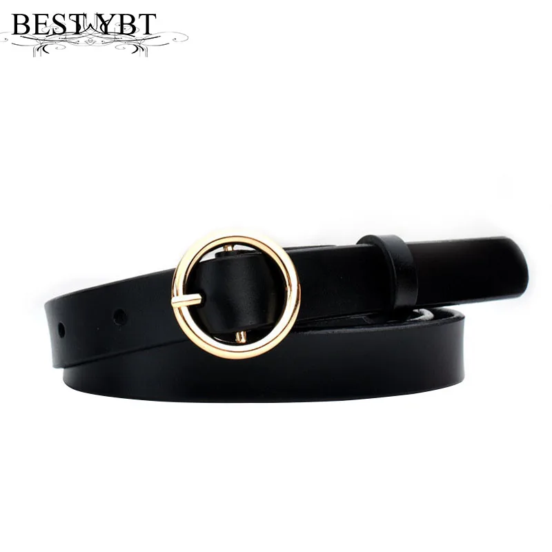 

Best YBT Imitation Leather Women Belt Alloy Pin Round Buckle Belt Jeans Skirt Decoration New Arrival Femal Ribbon Wild Belt