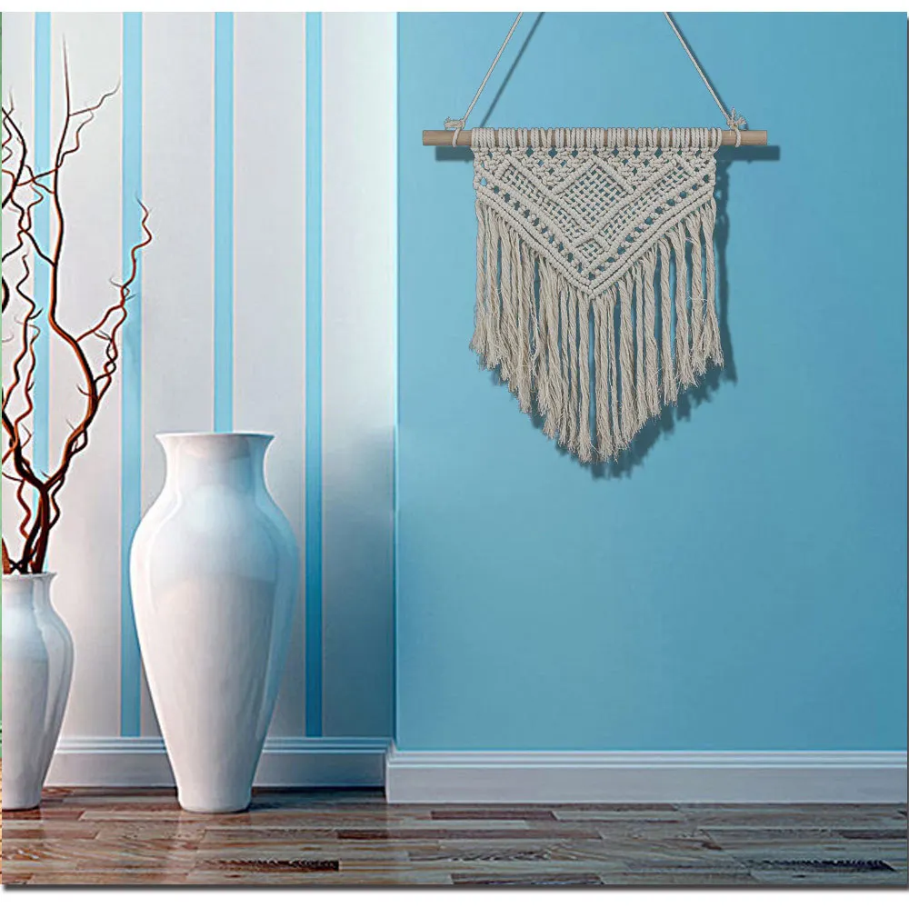 Гобелен из макраме украшение дома ручная работа тканый богемный завязанный