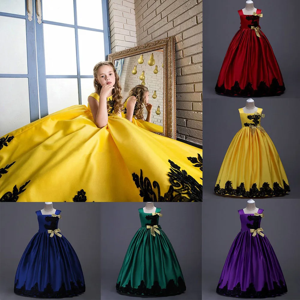 Feitong/качественное платье принцессы с цветочным узором для девочек Vestidos De Festa