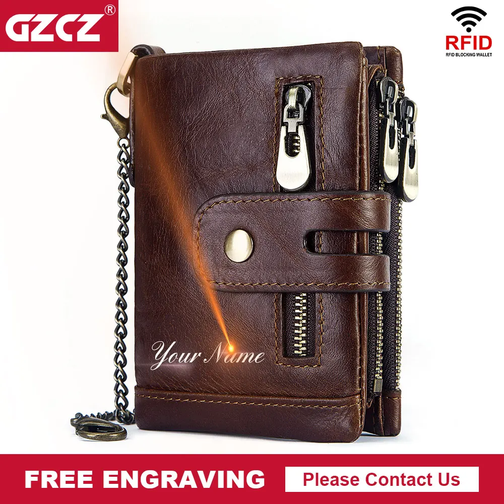 GZCZ 100% натуральная кожа Rfid кошелек для мужчин Высокое качество Crazy Horse кошельки