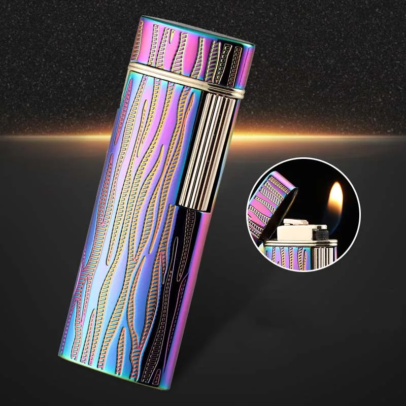 Ветрозащитная зажигалка тонкая металлическая Бутановая Зажигалка золотая в