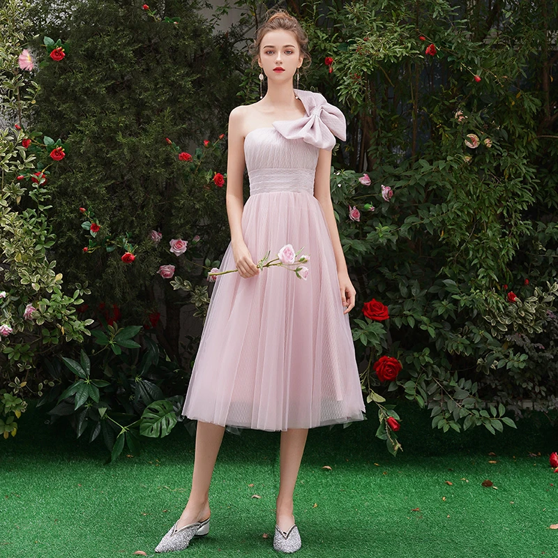 SSYfashion элегантный кружевной сзади чай Длина 8 видов конструкций розовый, длинный, шифоновый платья подружки невесты женское свадебное платье на заказ - Цвет: C