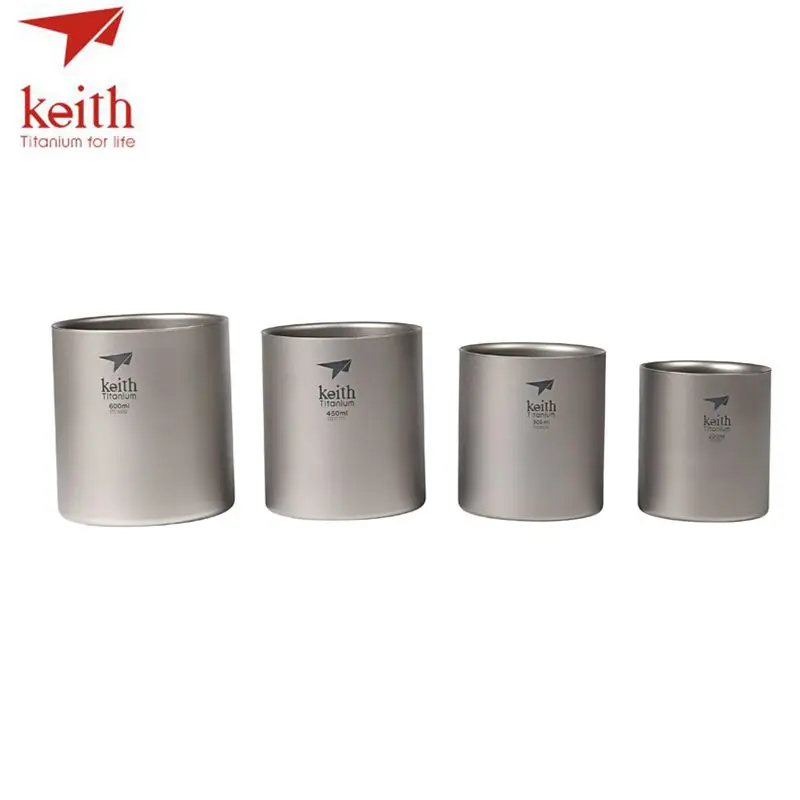 Keith 4 шт./компл. двойная стена из титана Фотоэлементы посуда для напитков
