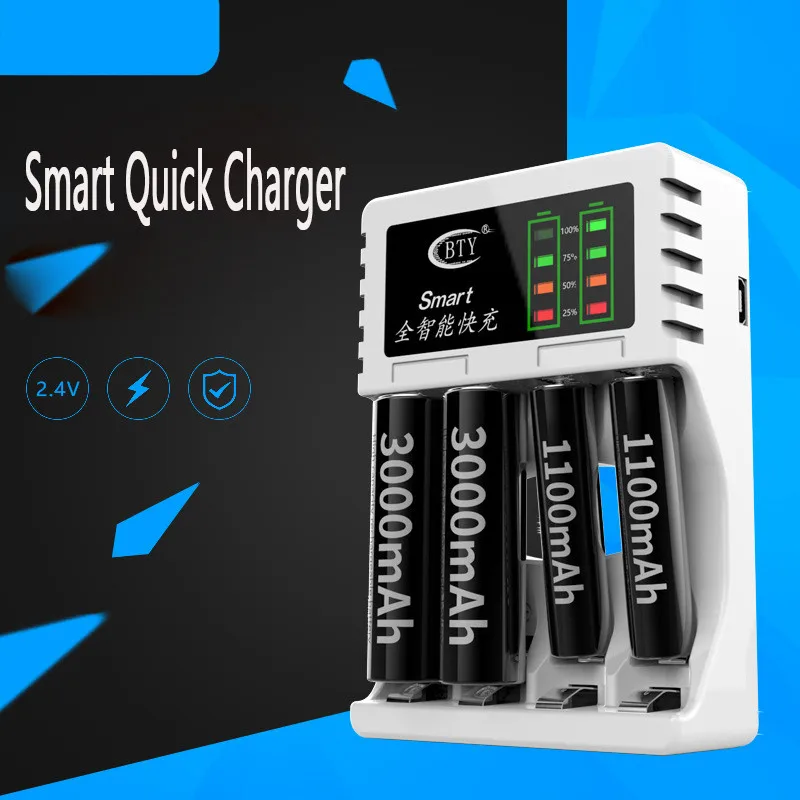 BTY 704 A3 4 слота светодиодный Батарея Зарядное устройство Smart Перезаряжаемые 2 Цвета