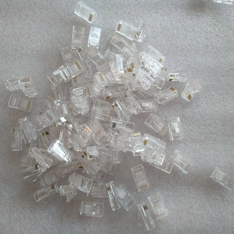 100 шт. позолоченные сетевые модульные штекеры RJ45 высокоскоростные пара кабелей с