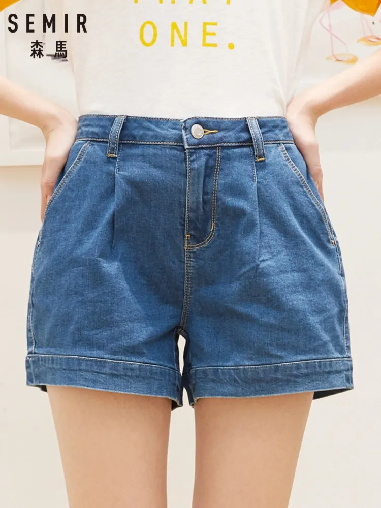 Женские джинсовые шорты SEMIR повседневные тонкие с высокой талией в Корейском