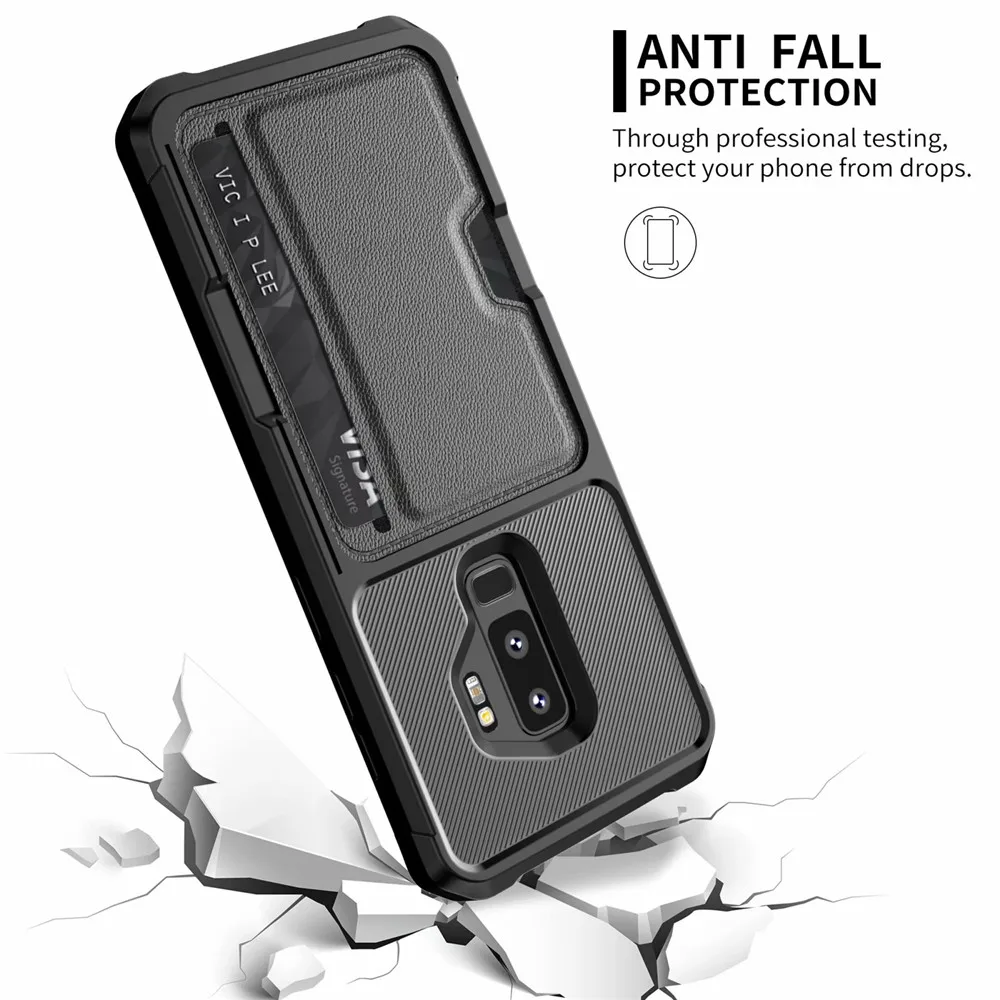 CBL For Samsung NOTE9 Case Flip Stand Fold PU Leather Card Holder Carbon Fiber Armor Cover S9 S9Plus Magnetic |