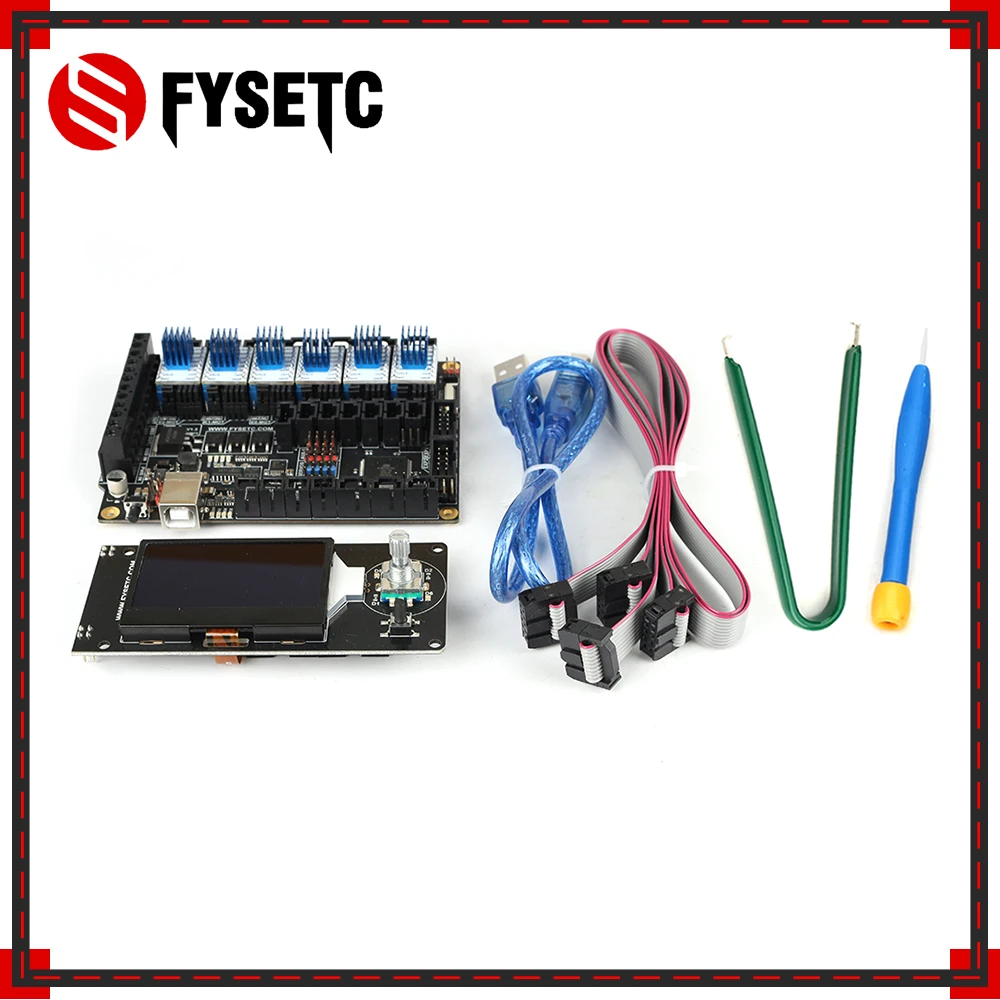 FYSETC F6 V1.3 ALL-in-one Mainboard + 6pcs TMC2100 V1.3 Supper Silence Stepper Motor Driver +MINI12864 LCD Display mini 12864