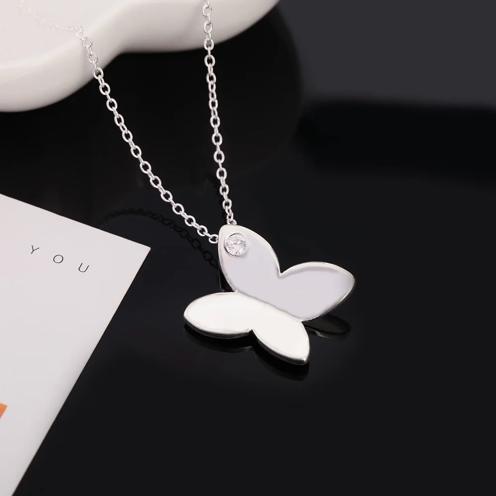 

Silver 925 Necklaces for Women Butterfly Pendant & Necklace Collier Choker Femme Fashion Jewelry Accessories Wholesale Bijoux