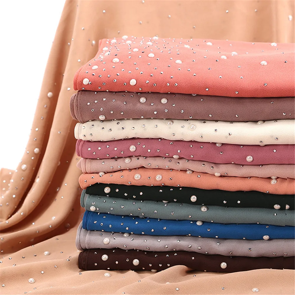 

72*175cm muslim diamonds glitter chiffon hijab scarf malaysia plain shawls and wraps islamic headscarf clothing
