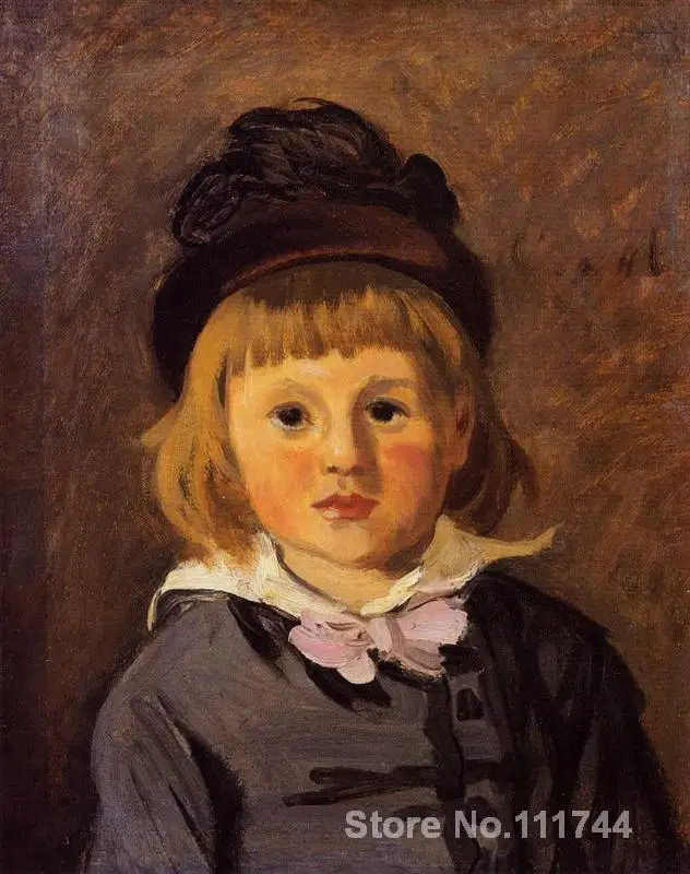 

large canvas wall art Portrait of Jean Monet Wearing a Hat with a Pompom by Claude Monet High Quality Hand painted