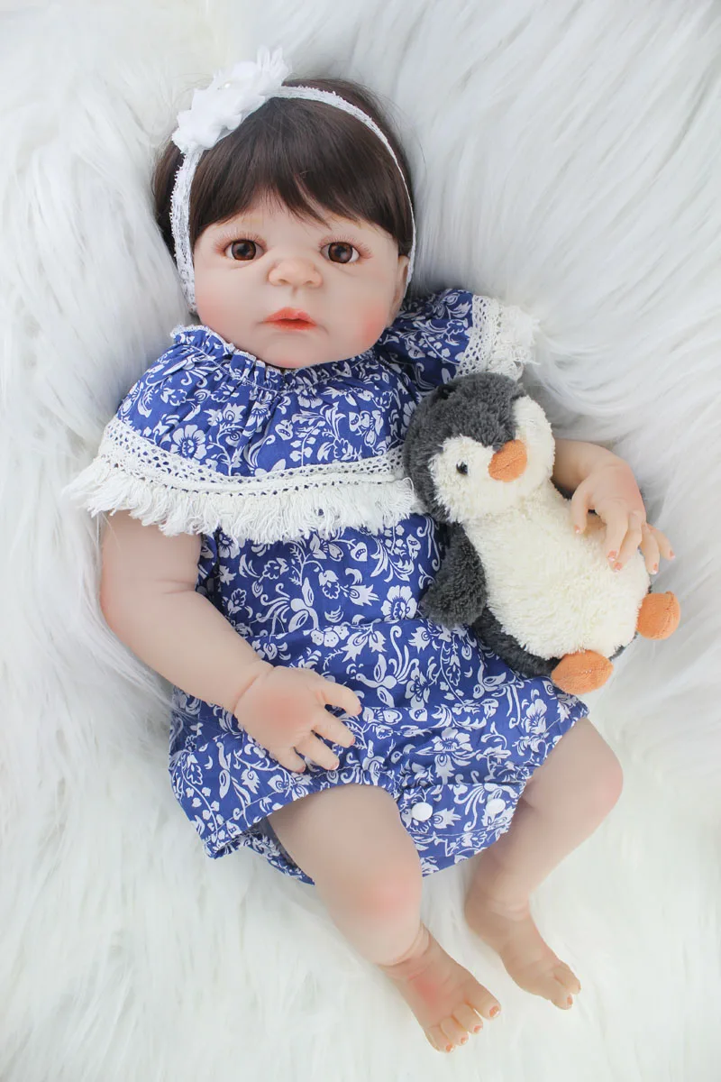 

55cm Full silicone reborn baby girl doll toys lifelike 22inch newborn princess babies doll with plush toy kids gifts bathe toy