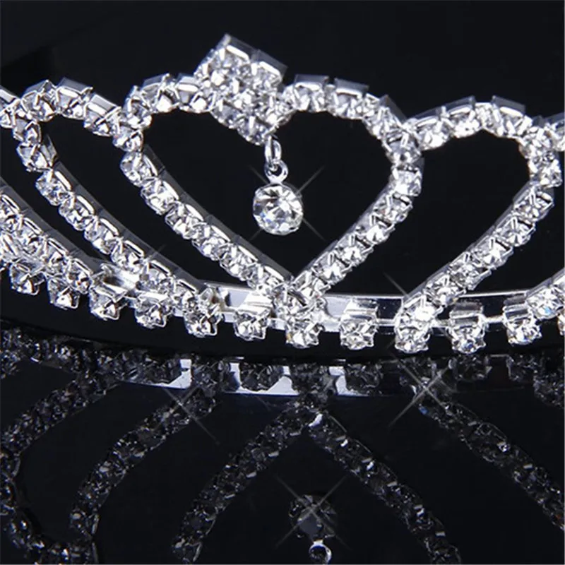 Kid Girls Elegant Heart Rhinestone Embedded Bridal Princess Tiara Crown Headband Hair Accessories | Детская одежда и обувь