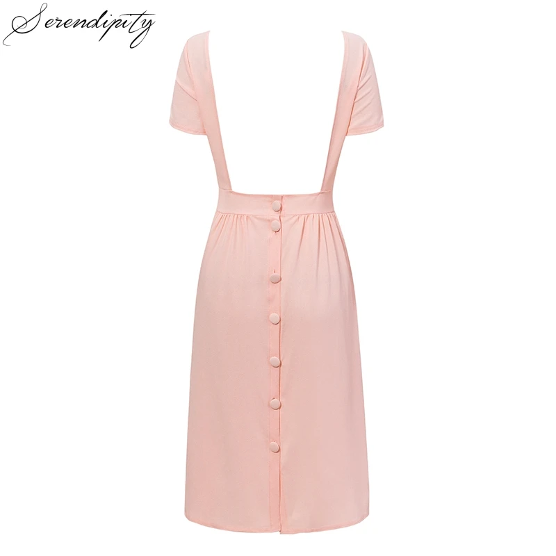 Платье SRDP женское однотонное а-силуэта с карманами средней длины элегантное