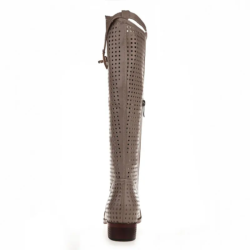 

Fanyuan New Fashion round Toe Women Knee High Boots Thick Heels Sexy Cutout Boots Summer Cool Boots Women's Shoes Size 40