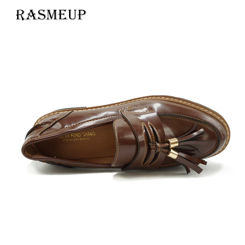 RASMEUP/женские кожаные оксфорды на платформе в британском стиле коллекция 2018 года