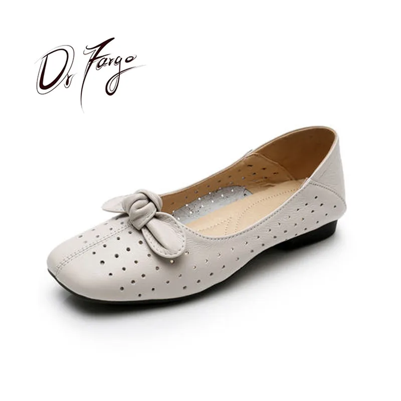 Женские туфли из натуральной кожи DRFARGO летние с квадратным носком и бантом