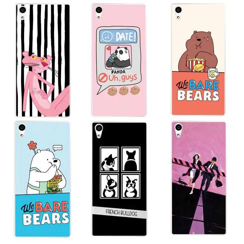 Мягкий прозрачный чехол для телефона из ТПУ с медведем Sony Z2 Z3 Z4 Z5 C3 C4 C5 Розовая