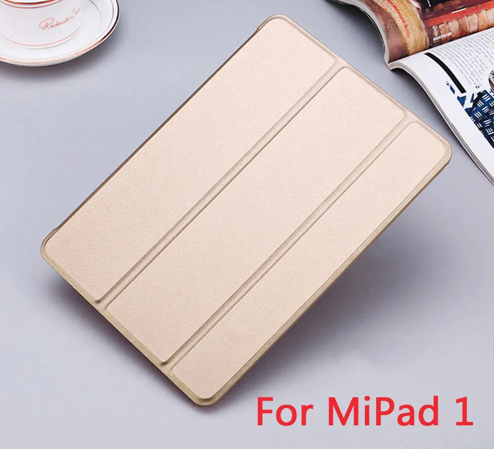 golden for mipad 1 Mi pad 4 чехол из искусственной кожи ультра тонкий чехол для Xiao mi pad 1 2 3 mi Pad 4 Plus mi pad1 mi pad2 mi pad3 задняя смарт-крышка защитная - Цвет: golden for mipad 1