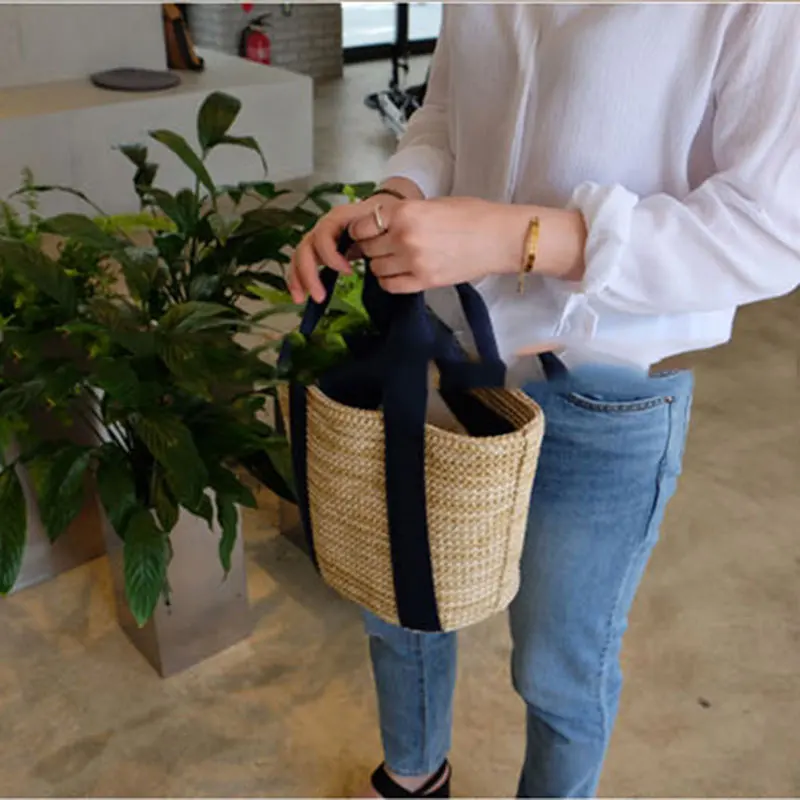 Женская Соломенная Сумка плетеная летняя пляжная сумка-мессенджер корзина