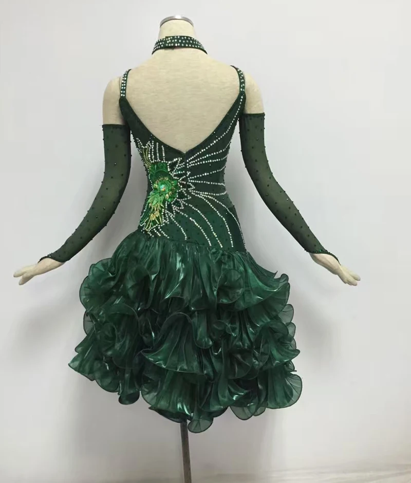 Latin Dance Skirt For Women High Quality Custom Made Diamond Stage Rumba Jive Chacha Samba Competition Dress | Тематическая одежда