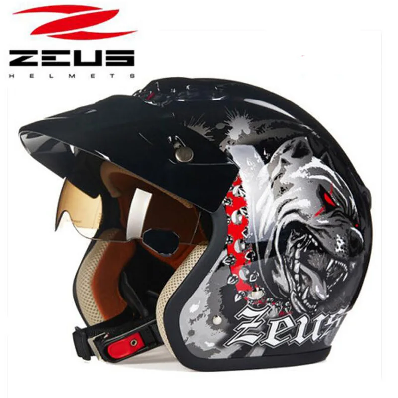 Мотоциклетный шлем ZEUS Safety модный с встроенными линзами в стиле ретро принца из