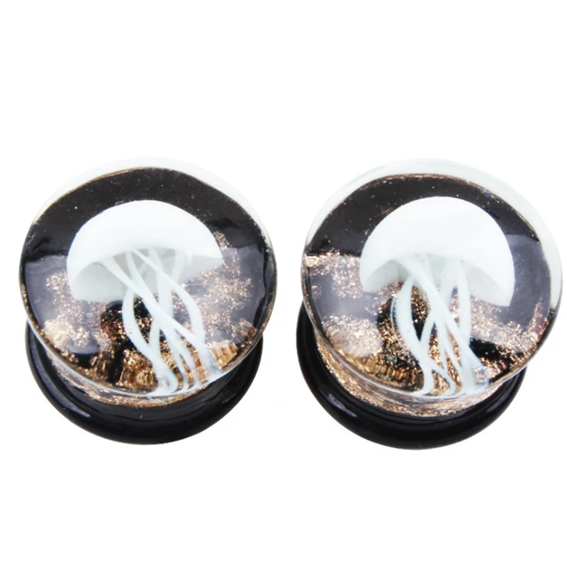 Новый стиль стеклянный тоннель Океаническая Медуза модные синие затычки для