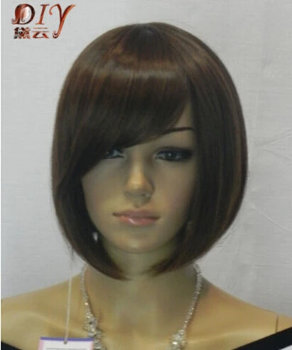 LL &lt&lt&lt002790 Боб Стиль Женщины Темно-Коричневый Прямо Синтетический Косплей Волос