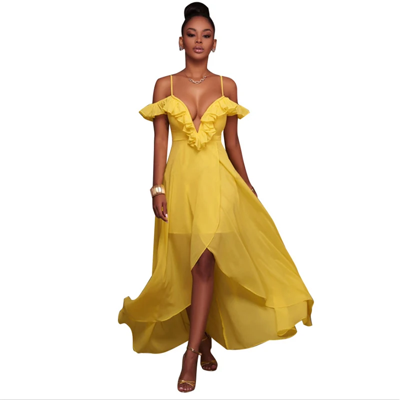 Женское шифоновое платье миди liva летнее элегантное желтое на бретельках