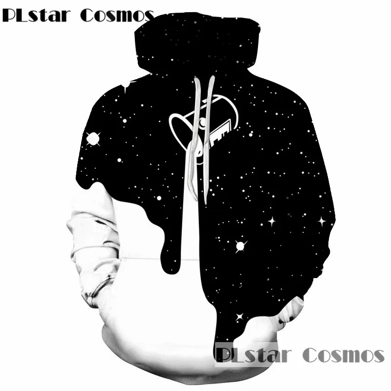 PLstar Cosmos черные/белые толстовки для мужчин/женщин Повседневная Толстовка Пролитая молочная галактика космическая печать толстовки Тонкий пуловер унисекс