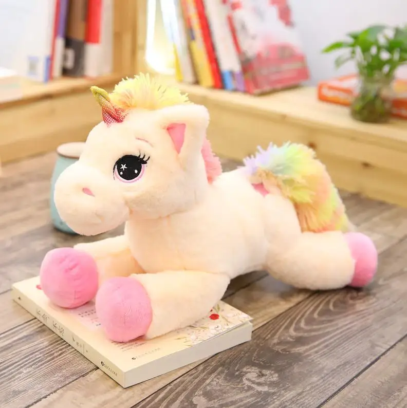 pink 1 шт. 40/60/80 см мягкие банные халаты в виде животных для маленьких кукол Kawaii мультяшный Радужный Единорог плюшевая игрушка Дети подарок игрушки для детей, подарок на день рождения ребенка - Цвет: pink