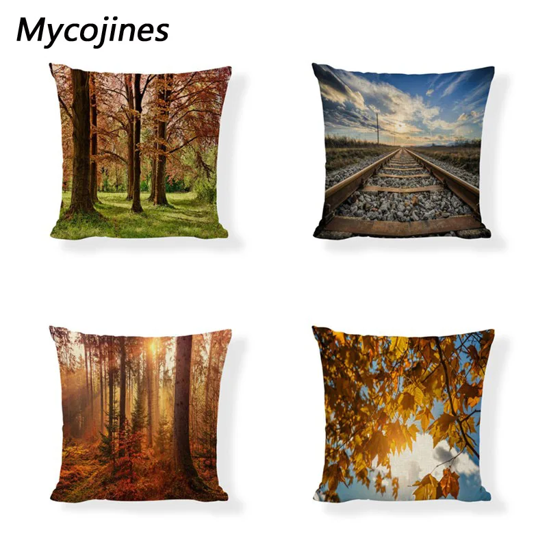 Красивый чехол для подушки в виде кленового листа с рисунком лесных направляющих