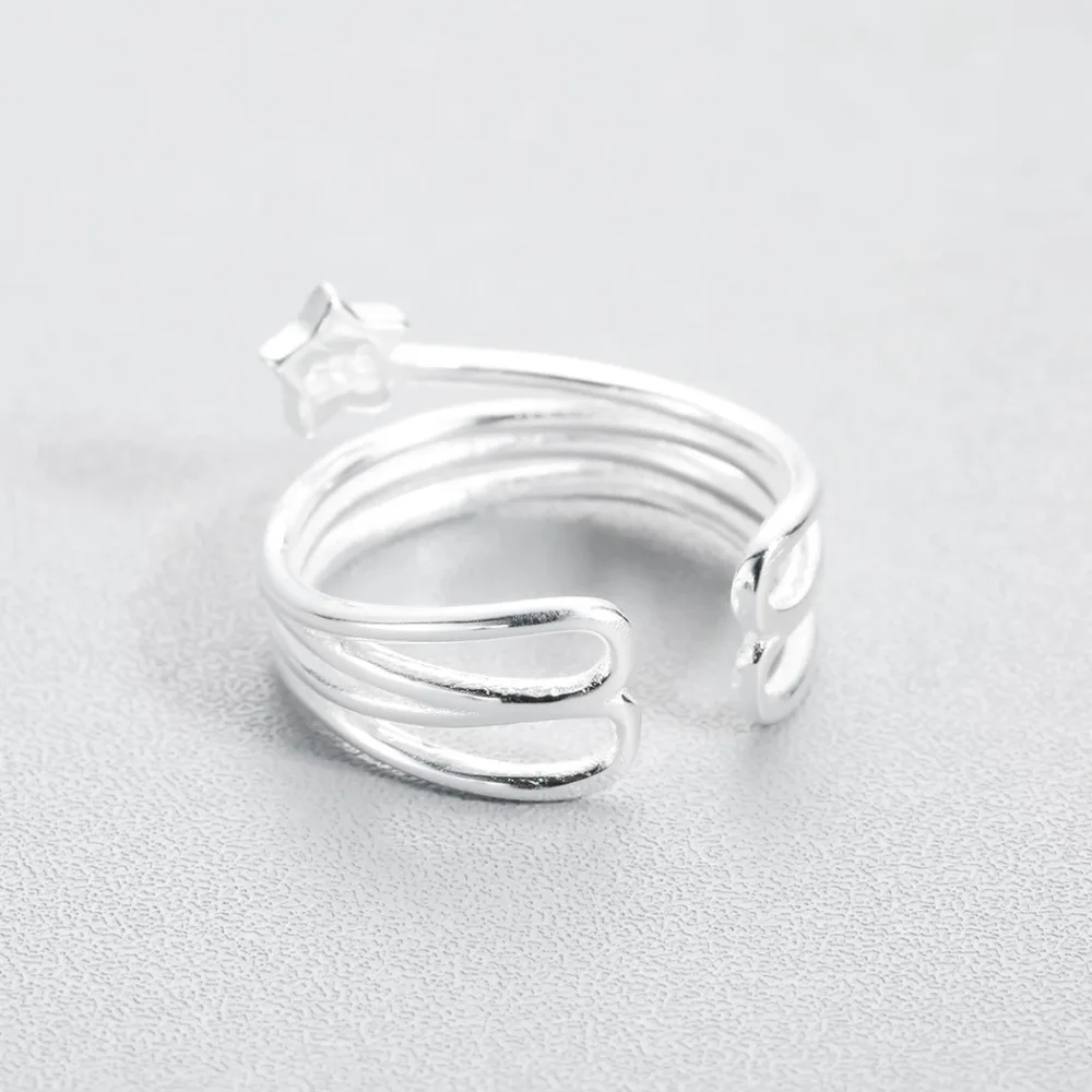 Kinitial Fashion Silver Multi layers Statement Rings For Women Engagement Finger Adjustable Star Shape Ring Jewelry | Украшения и