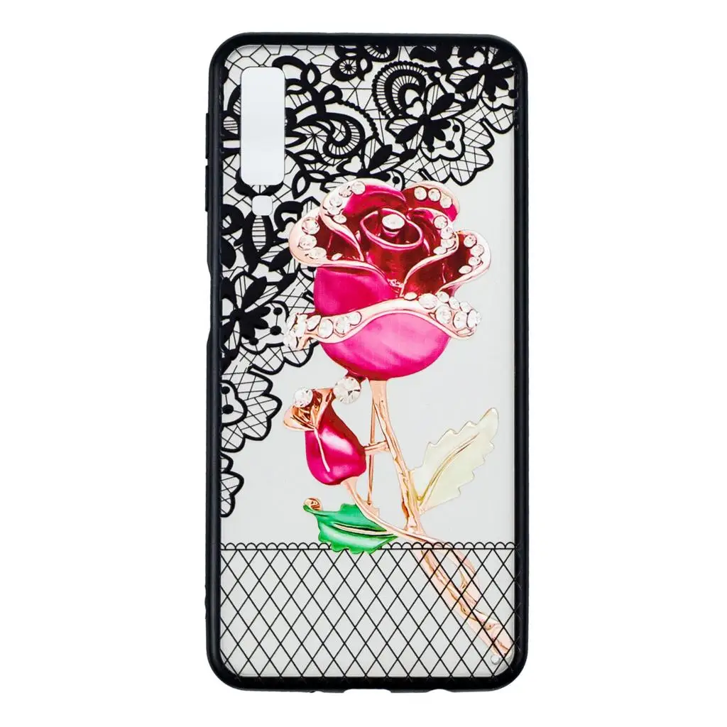 3D Relief Lace Flower Phone Case For Samsung Galaxy A7 2018 cover PC TPU A750 shell |