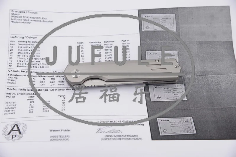 Складной карманный нож JUFULE Qwaiken M390 из титановой керамики с шарикоподшипником и