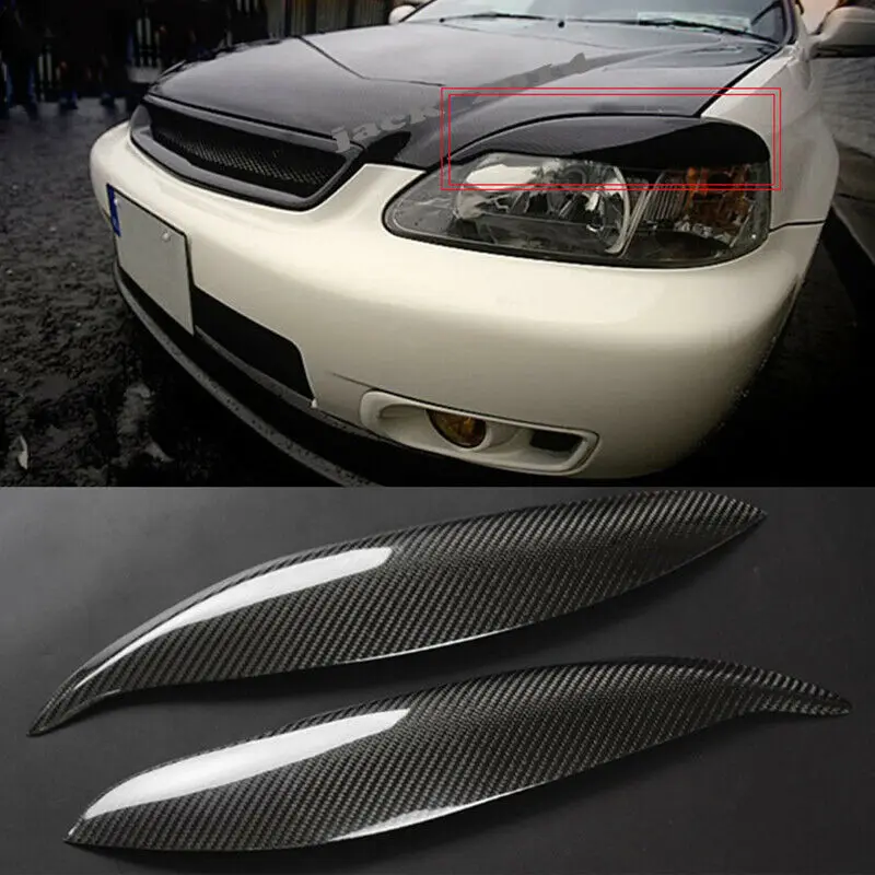 Подходит для 1999 2000 CIVIC Real CAEBON FIBER Крышка фар век бровей бровей|Абажуры| |