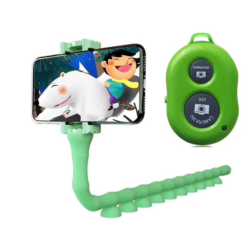 With Selfie Device 3 Гибкий милый червь ленивый держатель сильная Адсорбция Автомобильный держатель для телефона Поддержка настенный Настольный велосипедный оконный кронштейн с селфи-устройством - Цвет: With Selfie Device 3