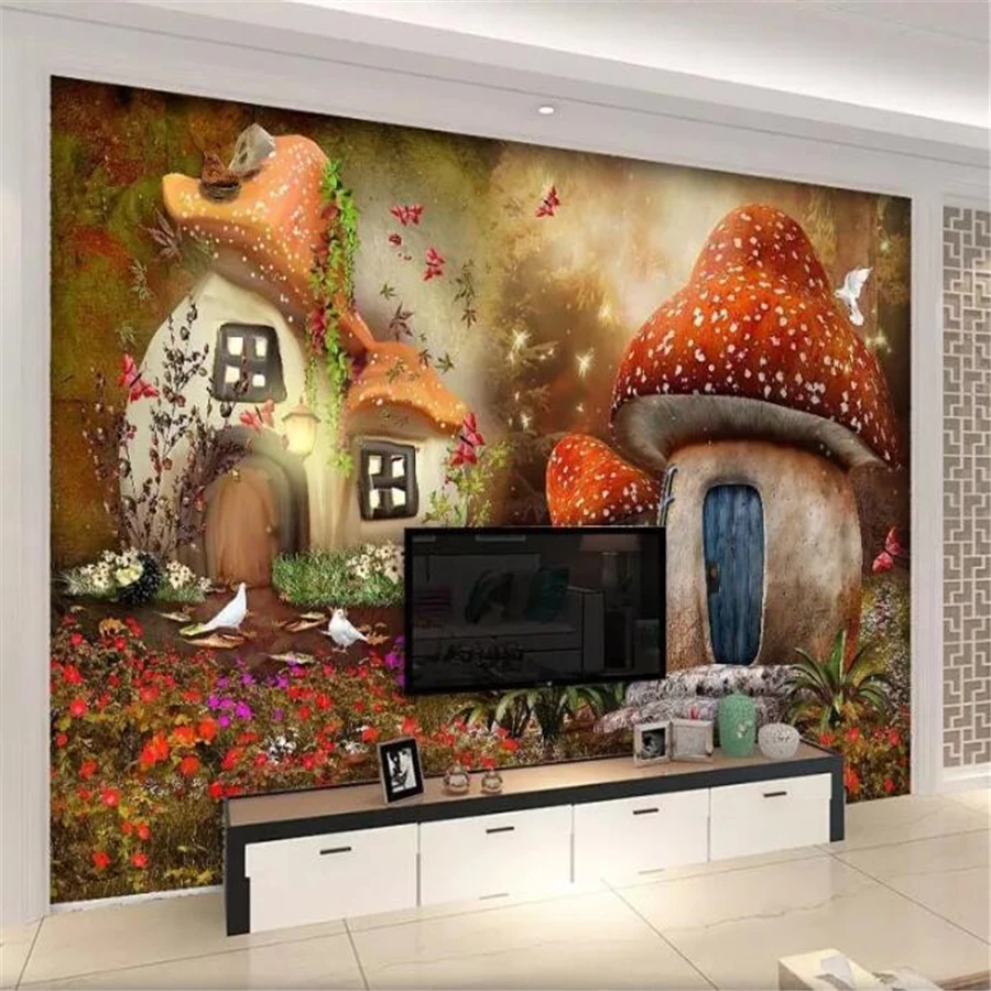 Beibehang пользовательские обои 3D фото фрески сказочный мир гриб дом Детская комната