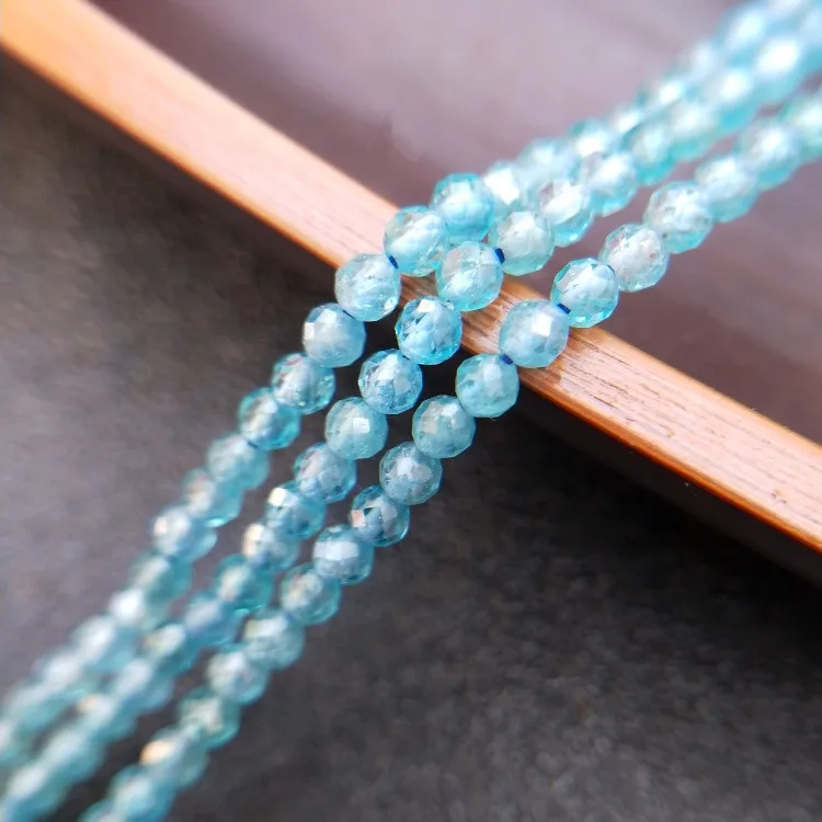 

Apatite round faceted 3mm blue A 15inch for making jewelry necklace FPPJ wholesale