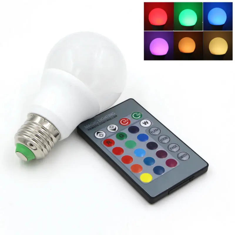 Светодиодные лампы E27 RGB 3 Вт 5 10 светодиодная лампа 110 В 220 85 265 в с пультом